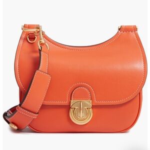 Tory Burch Small James Leather Saddlebag, Orange